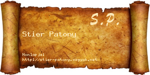 Stier Patony névjegykártya